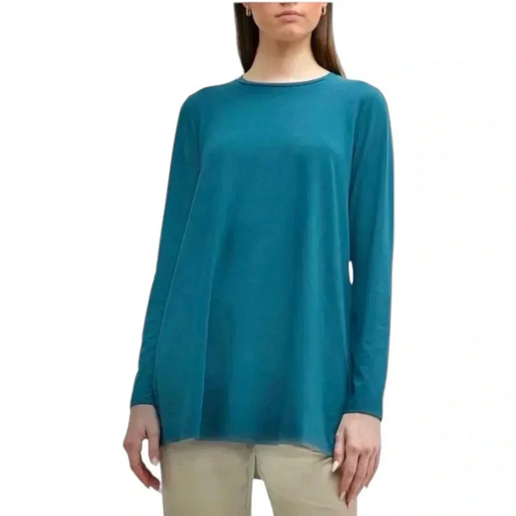 EILEEN FISHER | Stretch Jersey Knit Crew Neck Easy Fit, Long Length Size XS - Picture 1 of 12